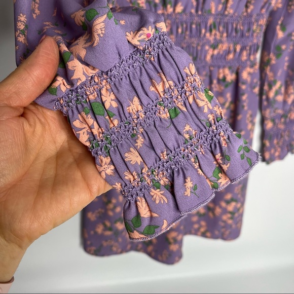 NWT WAYF Lavender Floral Boho Long Sleeve Mini Dress Size XS - Picture 12 of 12